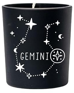 Original Soy Wax Zodiac Duftkerze Tierkreiszeichen: Zwillinge - aus 100% veganem Sojawachs - Aromatherapie Schwarze Kerzen - Sternzeichen Duftkerzen im Glas - Duft: Harmony
