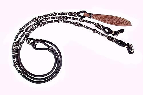 WeavingCraft Handgefertigtes Seil mit passenden Knoten, rohes Leder, Handgeflochten, Romal-Zügel, Ranch-Seil