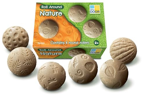 Yellow Door Roll Around Nature |Six Wildlife Playdough Roller Balls |Early Educational Learning |Sensory Spheres |Fine Motor Skills |Stamp and Roll in Playdough Clay Sand |Durable Outdoor Learning