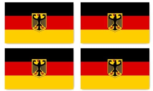 Aufkleber: 200x120 mm, 4 Stück - Flagge - Deutschland - mit Hoheitsabzeichen/mit Adler - DE - für Auto, Koffer, Laptop und mehr