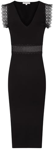 Morgan Femme Robe Pull Longue ajustée avec Dentelle Taille XL