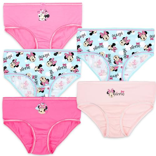 Disney Girls Knickers Soft 100% Cotton Briefs for Girls Pants Underwear- for Girls Pack of 5 with 5 Different Designs - Pink - Aged 5/6