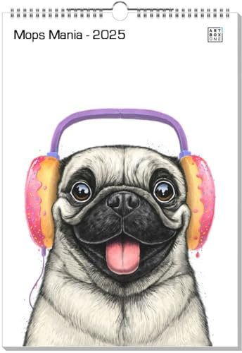 artboxONE Kalender 2026 Mops Mania Wandkalender A3 2026 Tiere