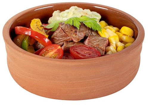 Restaurantware -Terra Tek Cazuelas de terracota de 6.75 onzas, 10 ollas de arcilla esmaltada marrón para cocinar, listas para horno, microondas, ollas de terracota para servir, lavavajillas, para