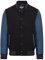Infinity Leather Letterman Baseball Varsity-Bomberjacke aus Schwarzem, Wollblauem Leder