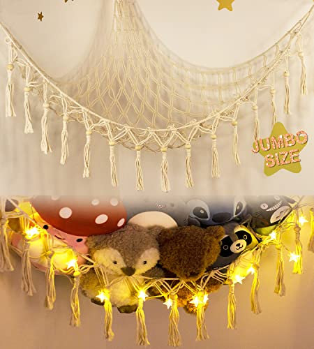 Teddy Hammock - Cuddly Toy Storage Hammock for Stuffed Animals X-Large- Soft Toy Storage Net Teddy Bear Storage - Cute Hanging Plushie Net Kids Baby girl Nursery Bedroom Room Decor