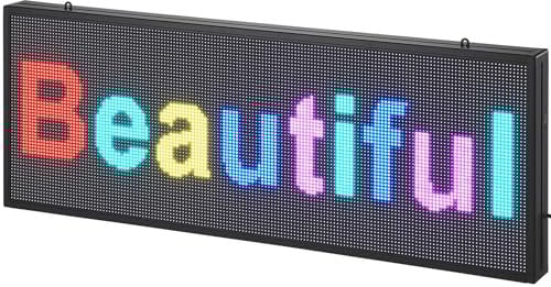 VEVOR Programmierbares LED-Schild, P10 Vollfarb-LED-Scrolling-Panel, DIY-Anzeigetafel, WIFI-USB-Steuerung, Lauftexte, Uhrzeiten & Bilder Nachrichten-Ladenschild 99 x 35 cm