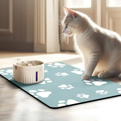 JanYoo Napfunterlage Katzen Futternapf Unterlage 50x35cm, wasserdichte Haustier Futtermatten rutschfeste Unterlage Katzennapf Fressnapf Futtermatte Katzenfutter Futternapf Matte(Grün)