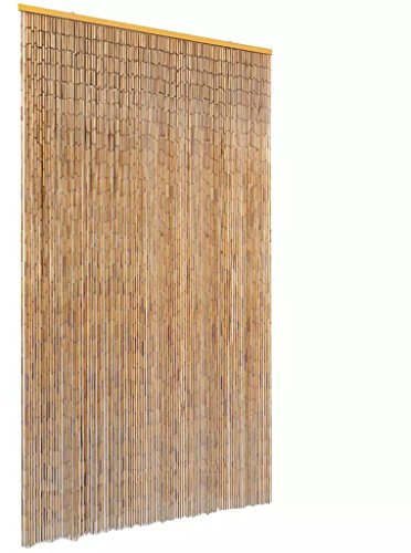 Brokky Insect Door Curtain Bamboo 120x220 cm-Bamboo Insect Door Curtain - Natural Brown Wooden Blinds, Fly Screen for Easy Access & Privacy, Heat Insulating Walk-Through Barrier