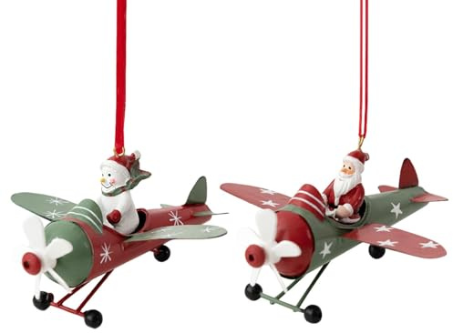 Zibeem 2Pcs Christmas Ornaments Santa Airplane Hanging Christmas Tree Ornament Santa In Plane Christmas Tree Decoration For Christmas Home Decor