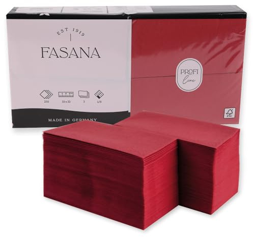 1000 Stück Hygostar Servietten Classic, 33 x 33 cm, 3-lagig, 1/8 Falz | Zellulose, FSC®-Mix, bordeaux, L: 33cm, B: 33cm, Servietten, Einwegserviette, Tischservietten