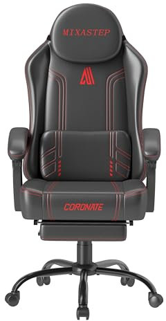 LXRADEO Ergonomic Gaming Chairs- High Back Office Chairs for Adults,Adjustable Swivel Computer Chair with Lumbar Support, PU Leather Racing Style Home Gaming Chair for PC & Desk (Red)