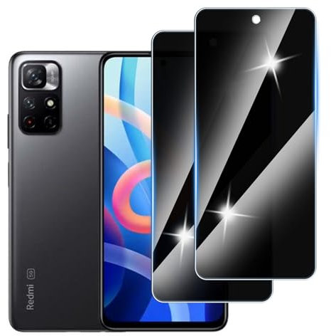 Hirshen 【2 Piezas】 Protector Pantalla Privacidad para Redmi Note 11 5G,Anti-Espía Vidrio Película,Cristal Vidrio Templado Anti Espía,9H Dureza,Sin Burbujas,Anti-Arañazo,Privacy Screen Protector