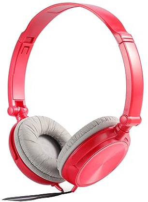 Lurrose cuffie con microfono cuffiette pieghevoli audio auricolari bosè earphone per chiamate headset per video chat per basso rosso