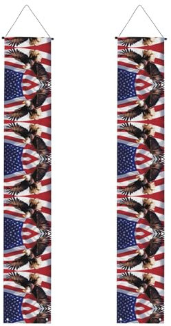 Banner portico WZYWHJ USA aquila patriottica con bandiera americana immagine decorazione da appendere alla parete striscione cartello per porta, per esterni e interni, cortile, feste, 30,5 x 180 cm