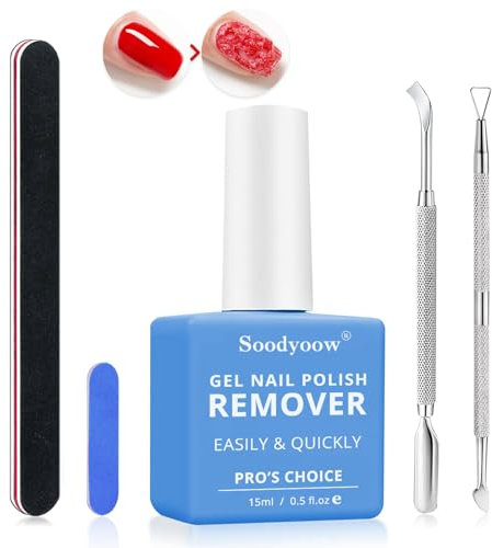 Soodyoow 15ml Gel Nail Polish Remover, Fast Gel Polish Remover, with Nail File & Nail Polish Scraper, Easily & Quickly Remove Nail Polish in 3-5 Minute, Doesn't Hurt Nails