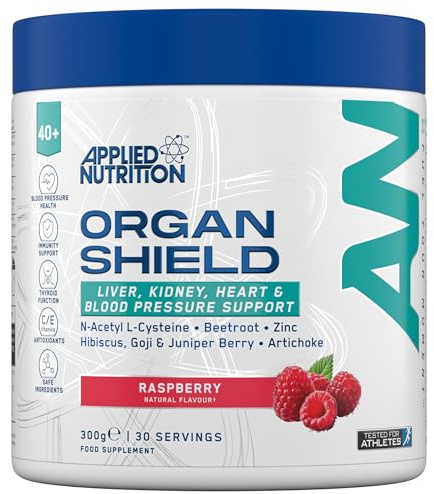 Applied Nutrition Organ Shield for Over 40s | Antioxidant Support, Choline, CoQ10, Selenium & Botanicals | Informed Sport – Raspberry (300g – 30 Servings)