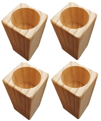 NIDONE 4Pcs Wood Bed Risers, 4 Inch Stable Table Leg Extenders with Dia. 2 Round Recessed Hole, Multifunctional Furniture Riser for Beds, Tables, Chairs and Sofas Legs, Bed Risers 4 Inch