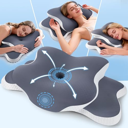 XSIVOD Ergonomisches Kopfkissen Memory Foam Kissen Nackenstützkissen Grau | Orthopädisches Schlafkissen mit Kühleffekt, atmungsaktiver Memory Schaum, geeignet für Seiten-, Rücken- und Bauchschläfer