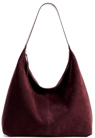 KALIDI Damen Shopper Handtasche Schultertasche Wildleder Tote Bag Vintage Hobo Tasche mit Reißverschluss Groß für Arbeit Schule Shopper Lässige täglich