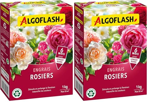 ALGOFLASH Engrais Rosiers, Longue Durée, 1 kg, ROS1N (Lot de 2)