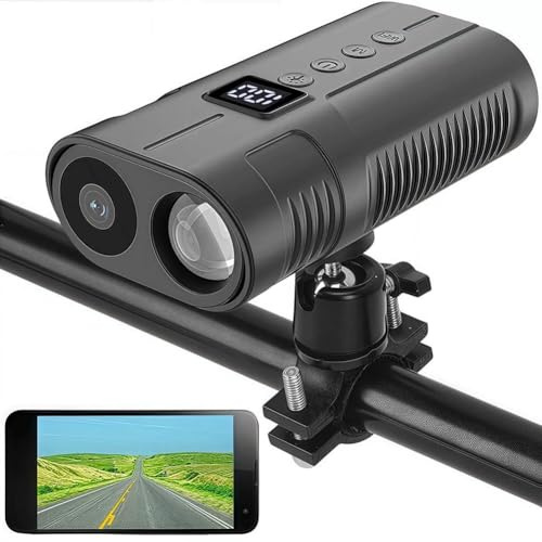 FROVOL Bike Front Light Sports Camera, 1080P HD Bicycle Action Camera, 64GB Memory, 10H Recording, Rechargeable LED Headlight for Night Riding, Ebike Accessories, Mountain Road BMX Dirt Bike