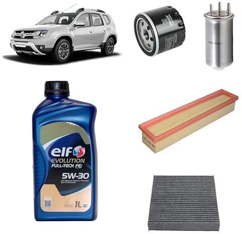Kit tagliando 4 filtri + 5L olio 5W-30 Tech FE compatibile con Dacia duster hs 1.5 DCI 4X4 Gasolio 2010-2018