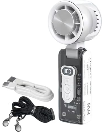 TQEBWUS Ventilateur Portable Sans Pale - 100 vitesses rechargeable sans pale | Mini ventilateur de poche personnel avec dragonne | pour voyages, plage, camping, pêche, pique-nique, été, maison,