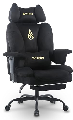 Symino Sofa-Like Gaming Chair with Enveloping Seating Experience, Computer Chairs, PC Chair with Footrest, Ergonomic Comfortable Gaming Chairs for Adults, Black