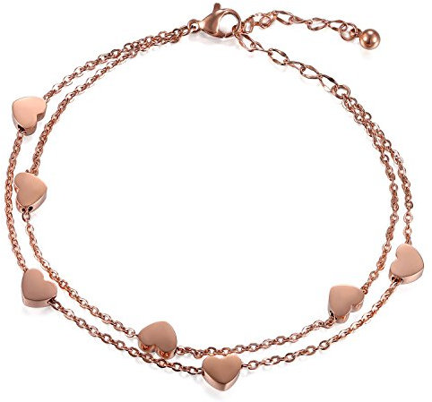 Cupimatch Donna Braccialetto Acciaio Inossidabile Cuore Oro Rosa