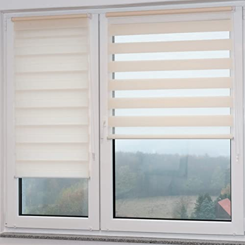 Deco4Me Doppelrollo Klemmfix ohne Bohren (110 x 200 cm, Beige) - Duo Rollo lichtdurchlässig - blickdichte Rollos für Fenster ohne Bohren - Klemmrollo, Fensterrollo, Innenrollo (Stoffbreite 106 cm)