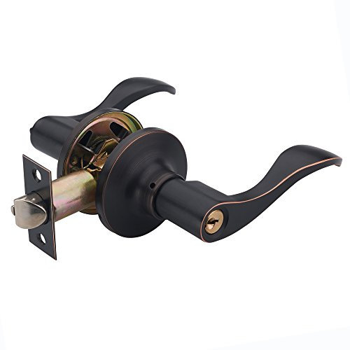 HAIFUAN Cerradura de palanca de manija de puerta principal de entrada de manija de palanca ondulada acabado de níquel satinado (805) (805-K-R-ORB)