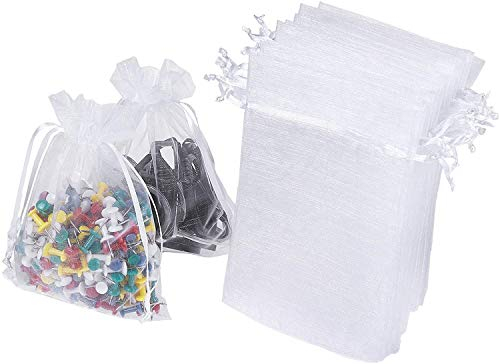 UCLEVER 50 Stück Organzabeutel Organza Schmuckbeutel Geschenk Hochzeit Säckchen (Weiß 17x23)