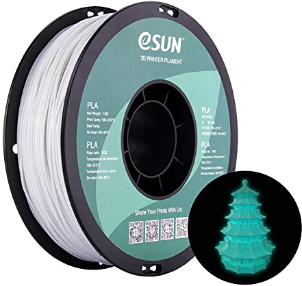 eSUN PLA Leuchtet 3D Drucker Filament, im Dunkeln Leuchtendes Blaues Filament 1.75mm, Maßgenauigkeit +/- 0.05mm, 1kg Spule (2.2 LBS) 3D Druck Filament für 3D Drucker, Leuchtendes Blau