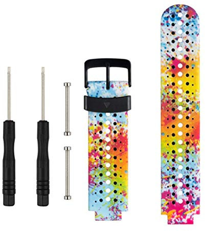 Molitececool Bracelet de rechange en silicone souple pour montre connectée Garmin Forerunner 235/235 Lite/220/230/620/630/735XT, éclaboussures d’encre