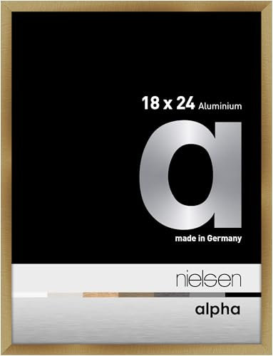nielsen Bilderrahmen, 18 x 24 cm, Aluminium, Amber matt, Fotorahmen zum Auftstellen und Aufhängen im Hoch- & Querformat, Echtglas, Alpha