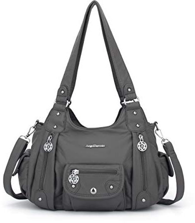 Angel Barcelo Damen börsen und Handtaschen PU Leder Schultertasche Mode Hobo Taschen für Mädchen, Grau (grau), Einheitsgröße