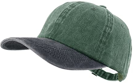 LANGZHEN Unisex Baseball Cap 100% Baumwolle Fits Männer Frauen Washed Denim Einstellbare Dad Hut (Grau Schwarz, One Size)