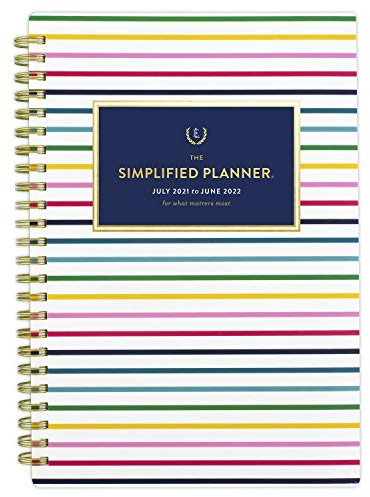 AT-A-GLANCE Akademischer Planer 2021–2022, vereinfacht von Emily Ley für AT-A-GLANCE Wochen- und Monatsplaner, 14 x 21 cm, klein, für Schule, Lehrer, Studenten, dünne Happy Stripe (EL60-200A)