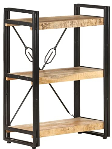 vidaXL Mangoholz Massiv Bücherregal 3 Fächer Industriestil Standregal Büroregal Wandregal Lagerregal Regal Haushaltsregal 60x30x80cm