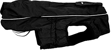 JEGGO Zipback, kälteabweisender Winter-Hundemantel, Wasser- und Winddicht, atmungsaktiv, optimale Passform, mit durchlaufendem Reißverschluss für leichtes An- und Ausziehen (Schwarz, 32 cm)