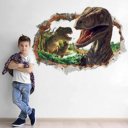 Runtoo Wandtattoo Dinosaurier 3D XXL Wandsticker Dino Groß T-Rex Wandaufkleber Kinderzimmer Babyzimmer Junge Schlafzimmer Wanddeko