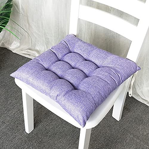 Chickwing Stuhlkissen mit Bändern 2er Set, Chickw1 Einfarbig Sitzkissen Gefüllt Dekokissen Zierkissen Gartenkissen für Gartenstuhl, Küche oder Esszimmerstuhl Indoor und Outdoor (Lila,40x40cm)
