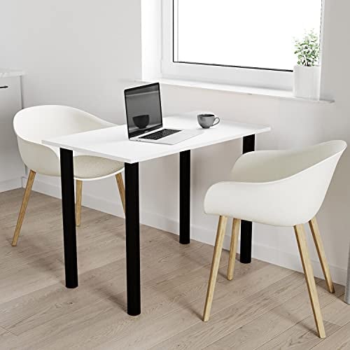 AKKE mikon 70x60 | Esszimmertisch - Esstisch - Tisch mit SCHWARZEN Beinen - Küchentisch - Bürotisch | Weiss