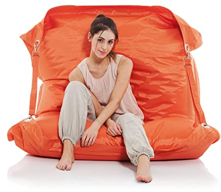 SMOOTHY Original Supreme Indoor & Outdoor Sitzsack XXL 450L Riesensitzsack Sitzkissen Sessel für Kinder & Erwachsene (Funky-Orange)