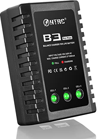 Haisito B3 ProMax Lipo Ladegerät für 2S 3S Akku(7.4V, 11.1V), Kompaktes RC Ladegerät Balancer Airsoft Ladegerät für RC Quadcopter RC Drone Car Boat Schwarz