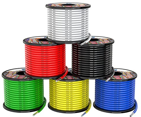 16awg 1.3mm² Silikon Elektrischer Draht Kabel 6 Farben 6x10 Meter Weich und flexibel sauerstofffrei hochtemperatur beständiger verseilter verzinnter Kupferdraht