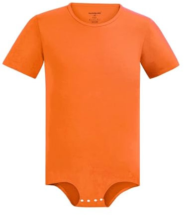 Landofgenie Justaucorps unibody Bouton Pression col Rond Chemise Collants Manches Courtes Une pièce Pyjama Orange Taille S