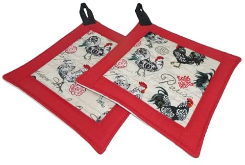 Zwei Patchwork-Topflappen, Hähne, Angelika Patschi