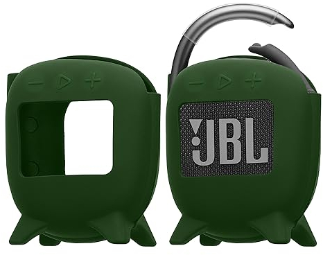 kwmobile Silicone Case Compatible with JBL Clip 4 - Case Protective Mini Speaker Cover - Dark Green